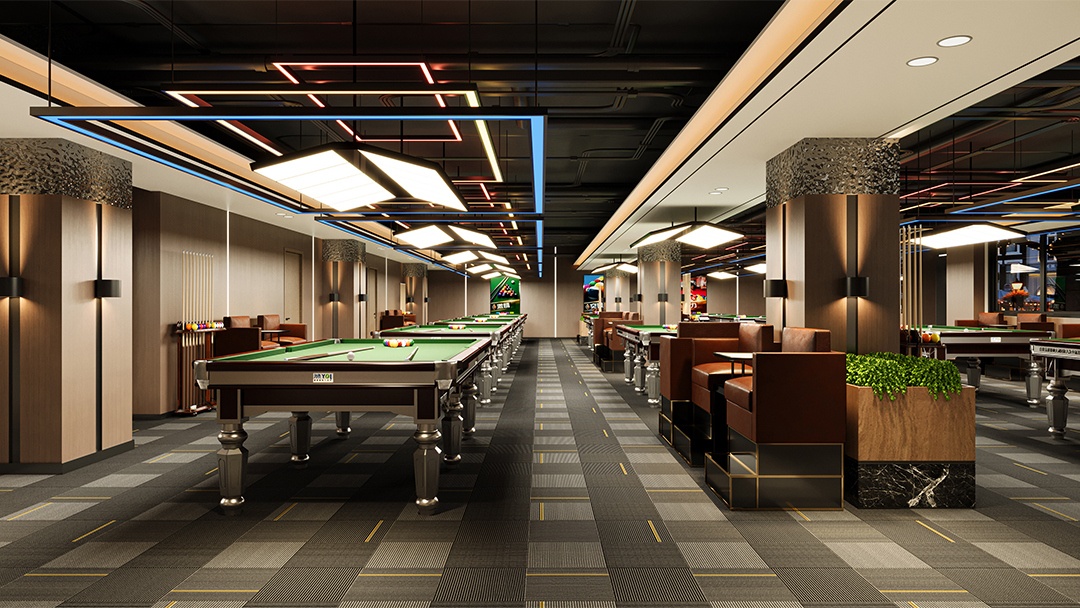 杭州高端竞技台球厅装修设计