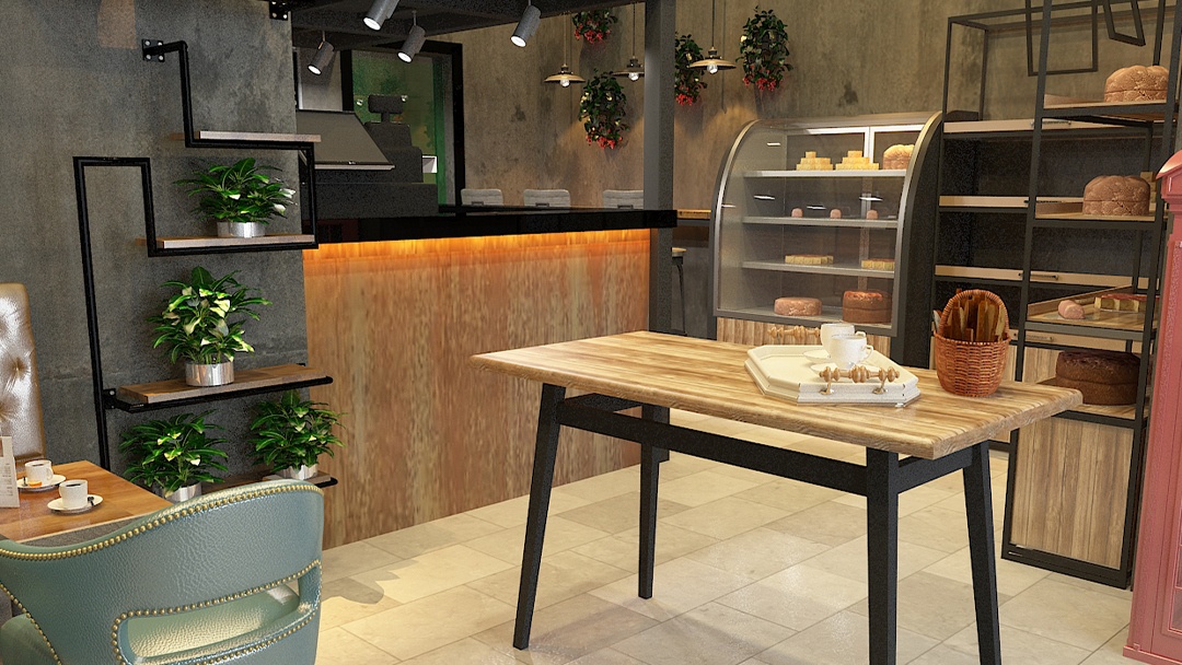 杭州原木风烘焙店装修设计