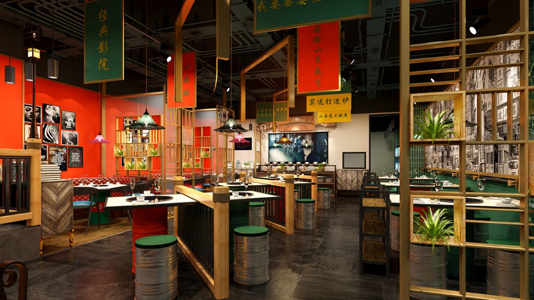 杭州怀旧风火锅店装修设计